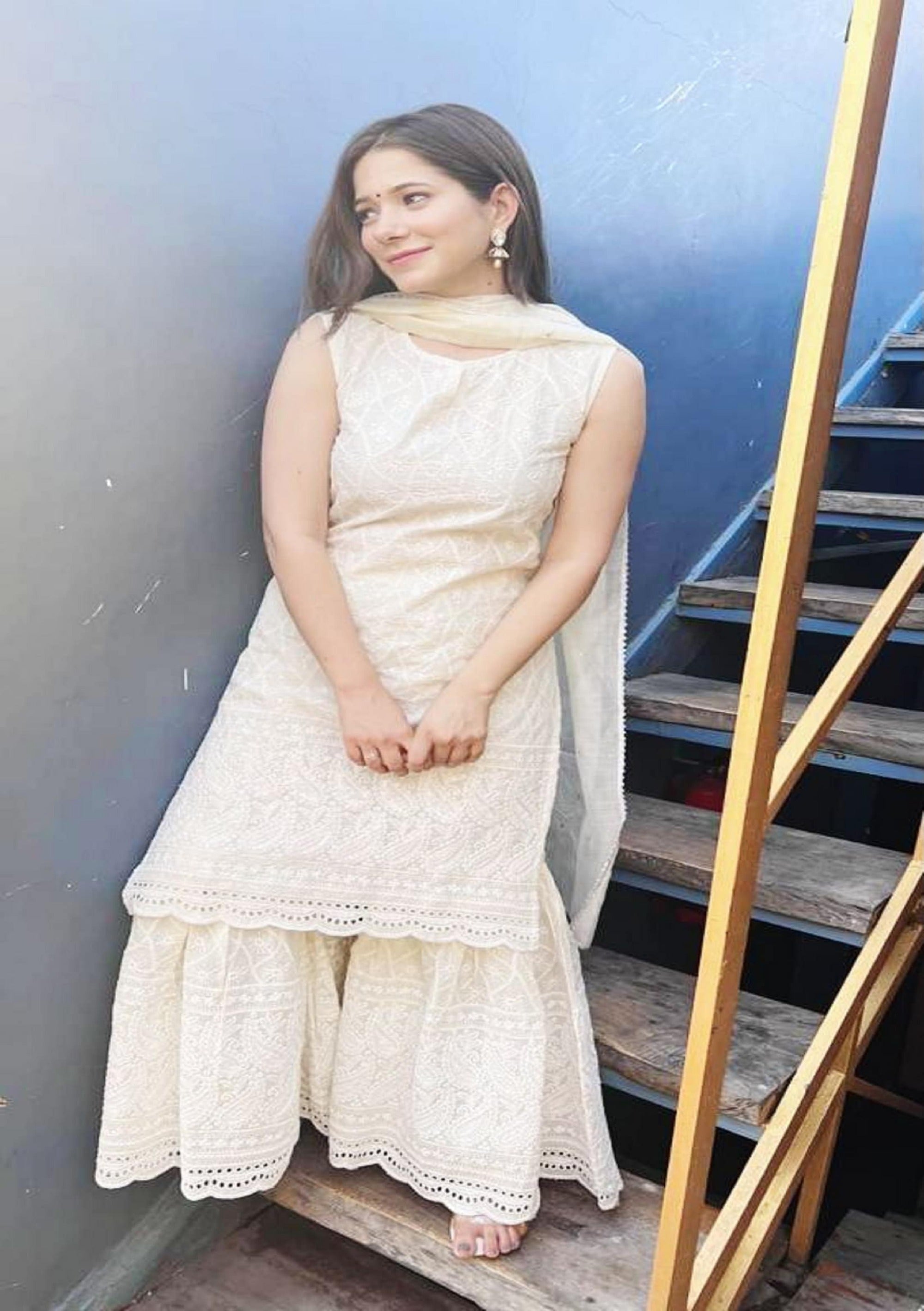 Buy 36/S Size White Sleeveless Salwar Kameez Online for Women in USA